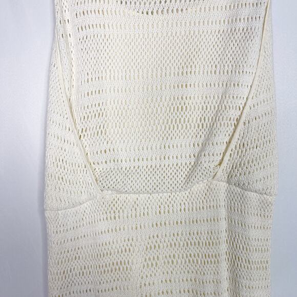 Tibi Medium M Cream Crochet Sleeveless Blouson Drop Waist Dress Tank Liner Scoop - Picture 6 of 11